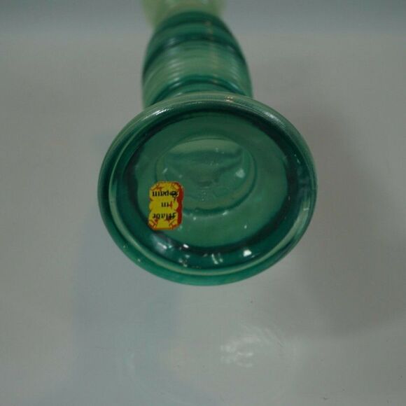 Vintage Swirl Glass Bud Vase Shades Of Green Made in Spain Hallmarked YE - Picture 5 of 10